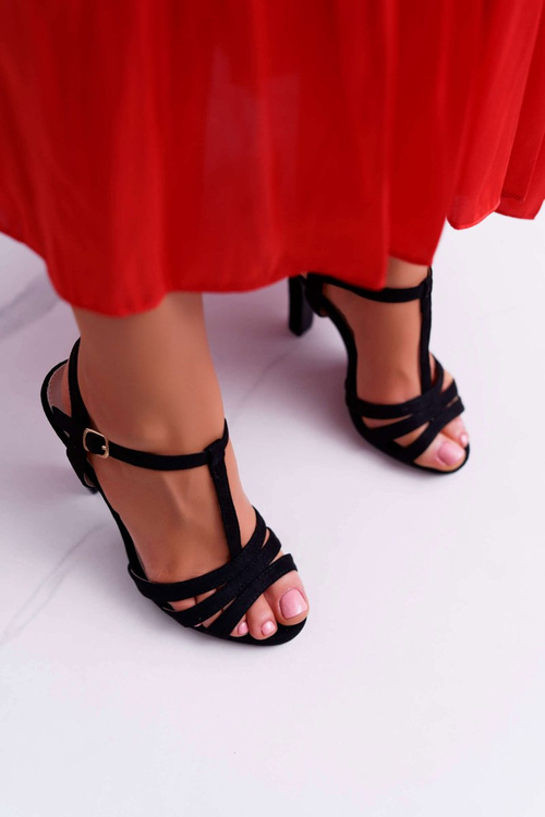 Women's Suede Sandals Black Silela