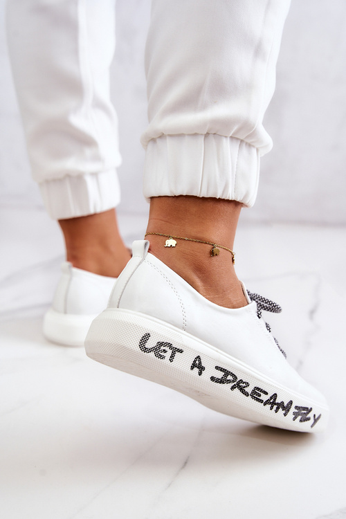 Women's Leather Sneakers On The Platform White Marien