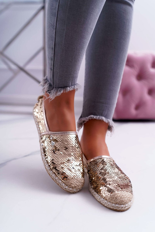 Lu Boo Women's Espadrilles Gold Sequins