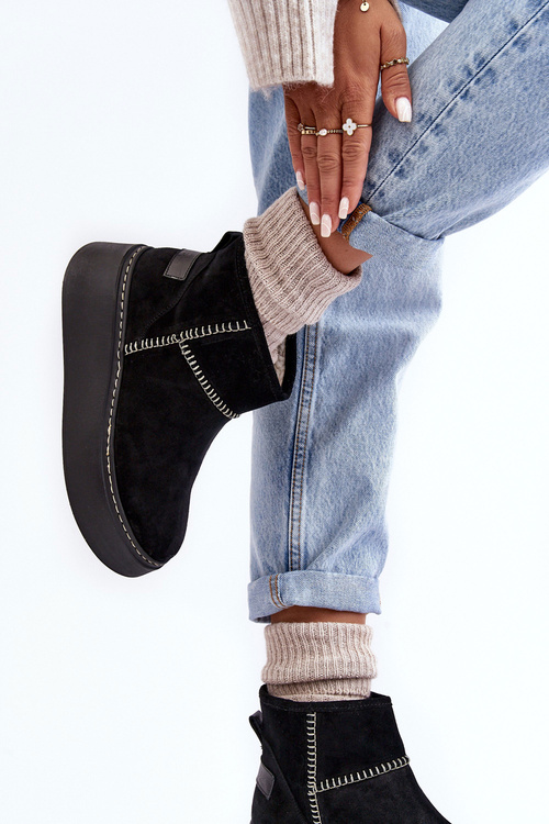 Women's Suede Snow Boots Maciejka 06257-01 Black