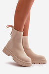 Suede Ankle Boots With Flat Heel Beige Lakyta