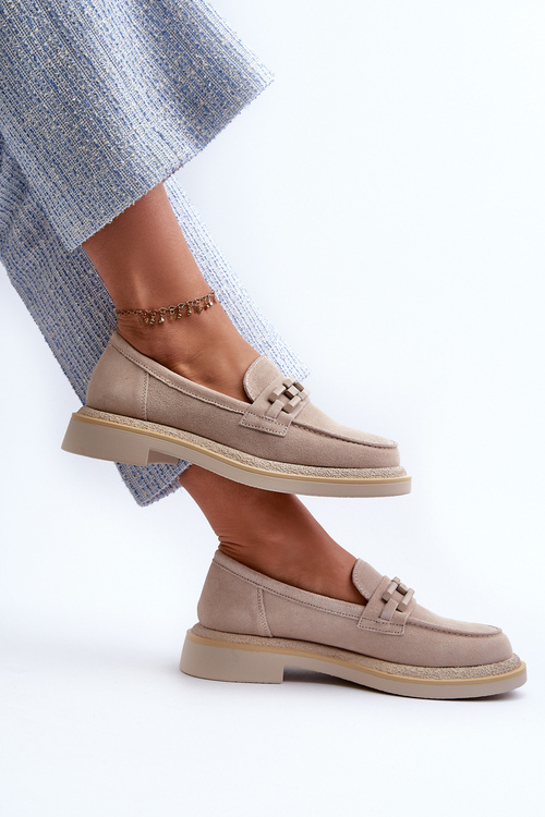 Suede Women's Moccasins S.Barski HX52-222 Beige