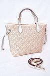 Openwork Shopper Shoulder Bag NOBO K3160 Beige