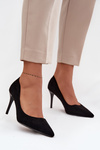 Women's heels made of eco suede Black Elvessa