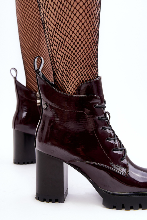 Women's Polished Heel Boots Lined Burgundy D&A MR870-54