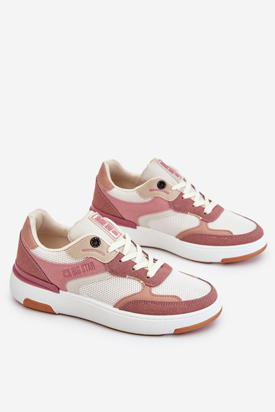 Buty Sportowe Sneakersy Damskie Różowo-Białe Big Star LL274438