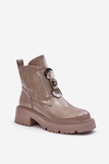 Women's Lacquered Boots with Decoration Beige SBarski MR870-53