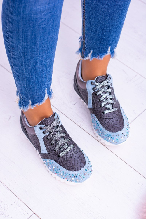 Blue Women's Sports Shoes with Sequins Lu Boo Infinitiale