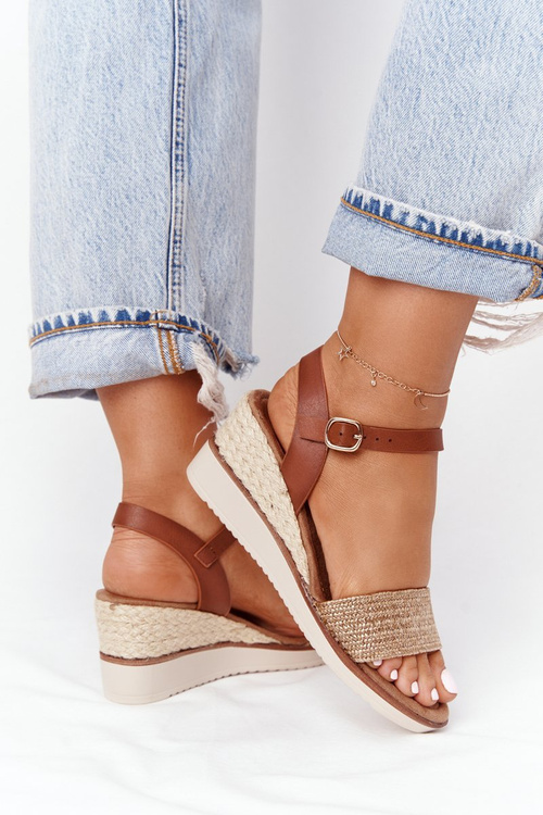 Wedge Sandals With Braids Beige Tenerife