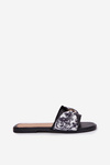 Womens Flat Sandals With Bow Black Avenza