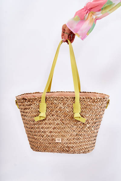 Braided Beach Bag NOBO XM0020-C002 Beige-yellow
