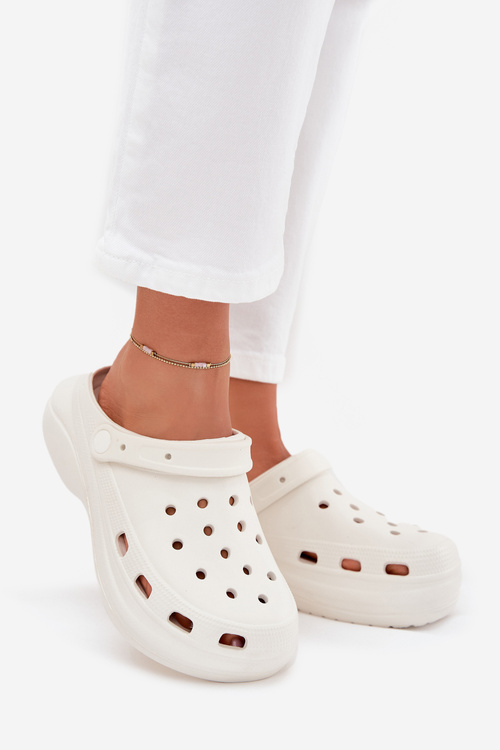 Women's Foam Platform Slippers White Elisra