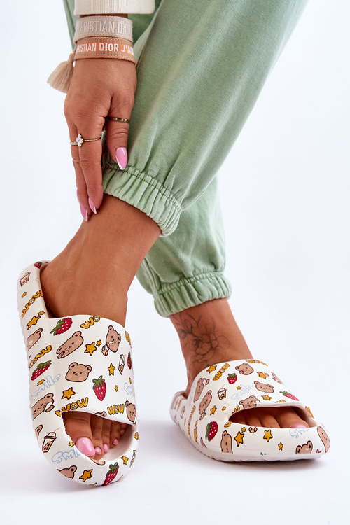 Women's Foam Slippers With Teddies And Letters Beige Zoey