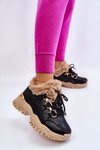 Women's Insulated Sports Boots Lace-Up Black and Beige Kerberos