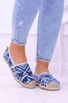 Lu Boo | Women's Slip-on Blue Linen Espadrilles Aztec Bimbi