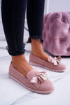 Pink Suede Fringed Moccasins Ermire