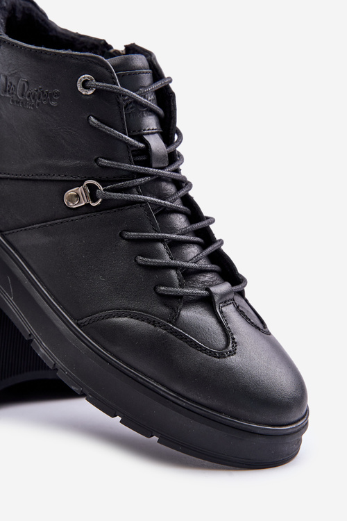 Sneakersy Botki Skórzane Ocieplane Na Zamek Męskie Czarne Lee Cooper LCJ-24-33-2913