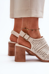 Openwork Sandals Sergio Leone SK872 Beige-Gold