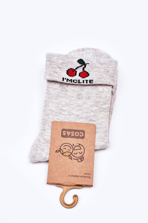 Children's Cotton Socks With Cherries COSAS Grey