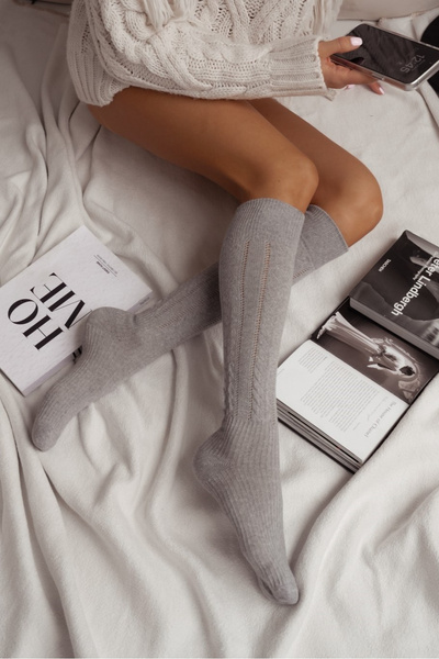 Women's Braided Socks With Straps Gray