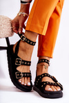 Women's Suede Sandals With Straps Black Parys
