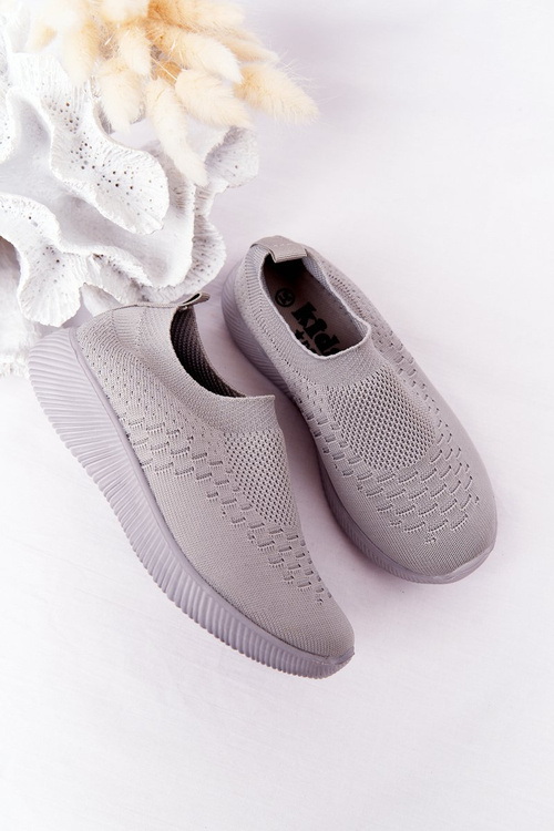 Children's Slip-On Sneakers Grey School Trip