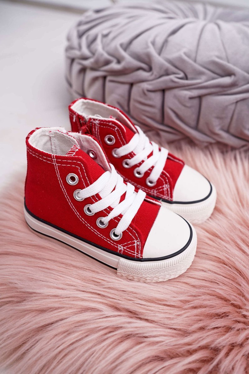 Kids High Sneakers With Zipper Red Filemon