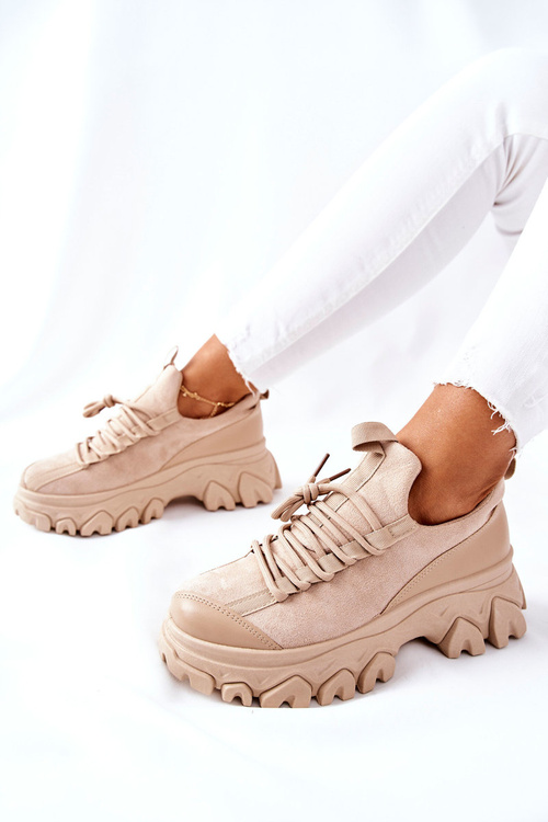 Damskie Sportowe Buty Sneakersy Beżowe Miles