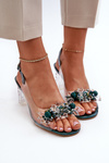 Transparent sandals on a heel with decorations D&A MR38-D1 Green