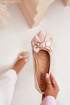 Lacquered Ballet Flats With Bow And Gold Brooch Beige Rivona