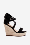 Sandals With Wedge Heel And Woven Band Black Salthe