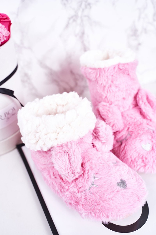 Dziecięce Papcie Ocieplane Kożuszkiem Różowe Sleepyhead