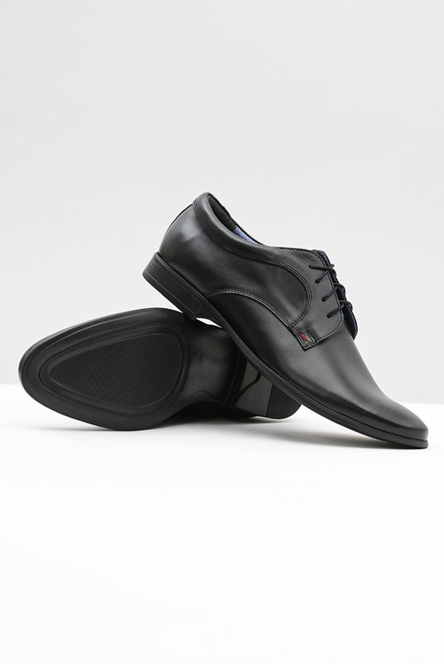 Męskie Półbuty Bednarek Eleganckie Skórzane Wizytowe Czarne Gaspare