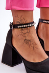 Fashionable Pumps On Massive Heels With Zircons Black Adel