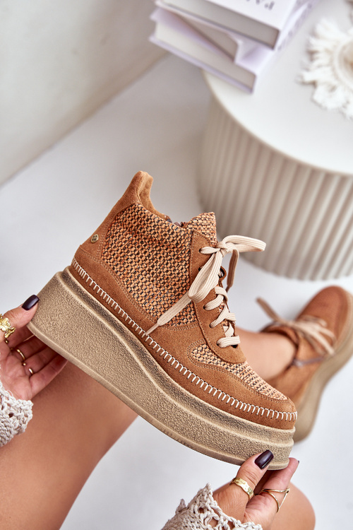 Leather Ankle Boots On Platform And Wedge Maciejka Brown 06759-29