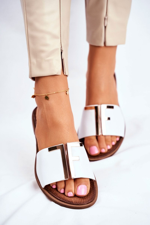 Women's Classic Leather Slippers White Adele