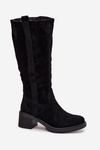 Women's Block Heel Boots Eco Suede Black Darisse