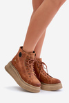 Suede Ankle Boots On Chunky Platform Maciejka 06309-29 Brown