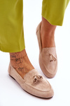 Suede Classic Fringed Loafers Beige Averil