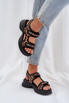 Eco Leather Lightweight Platform Sandals Panther Brown