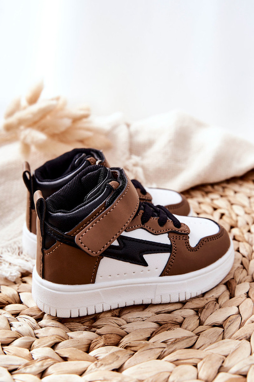 Children's Insulated High Sneakers White and Brown Bartnie