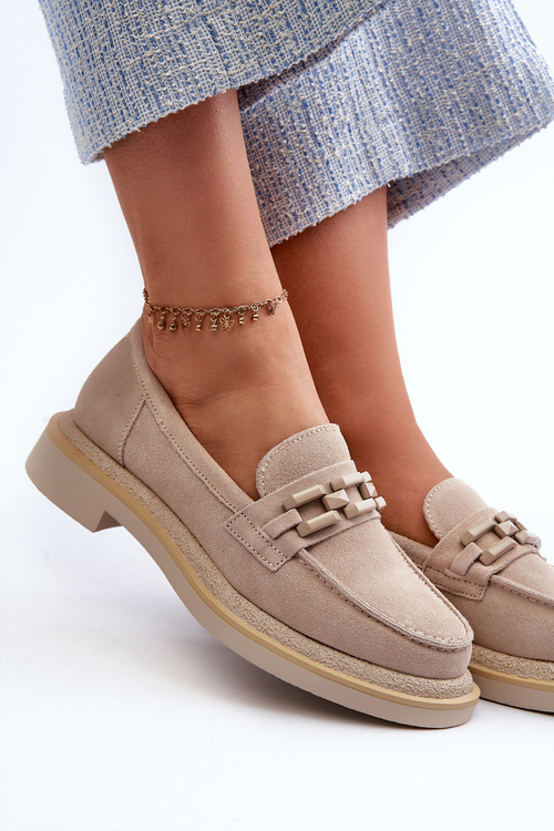 Suede Women's Moccasins S.Barski HX52-222 Beige