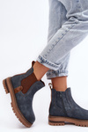 Women's Padded Ankle Boots on a Flat Heel Blue Myrine