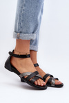 Zazoo 40185 Comfortable Leather Slip-on Sandals Black