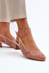 Pink Block Heel Court Shoes Gemifa