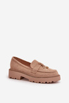 Women's eco suede moccasins with decoration beige Verindalle