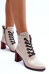 Lacquered Lace-Up Boots on Heel MR870-15 SBarski MR870-15 Light Gray