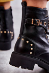 Leather Women's Boots With Studs Black Leticia