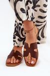 Women's Flat Sandals With Cutouts Dark Brown Salyra