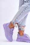 Buty Sportowe Sneakersy Damskie Wsuwane Fioletowe Rosett